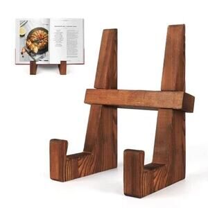 DEBETOOL Cookbook Stand for Kitchen - 8.8 inch Wooden Cookbook Holder for